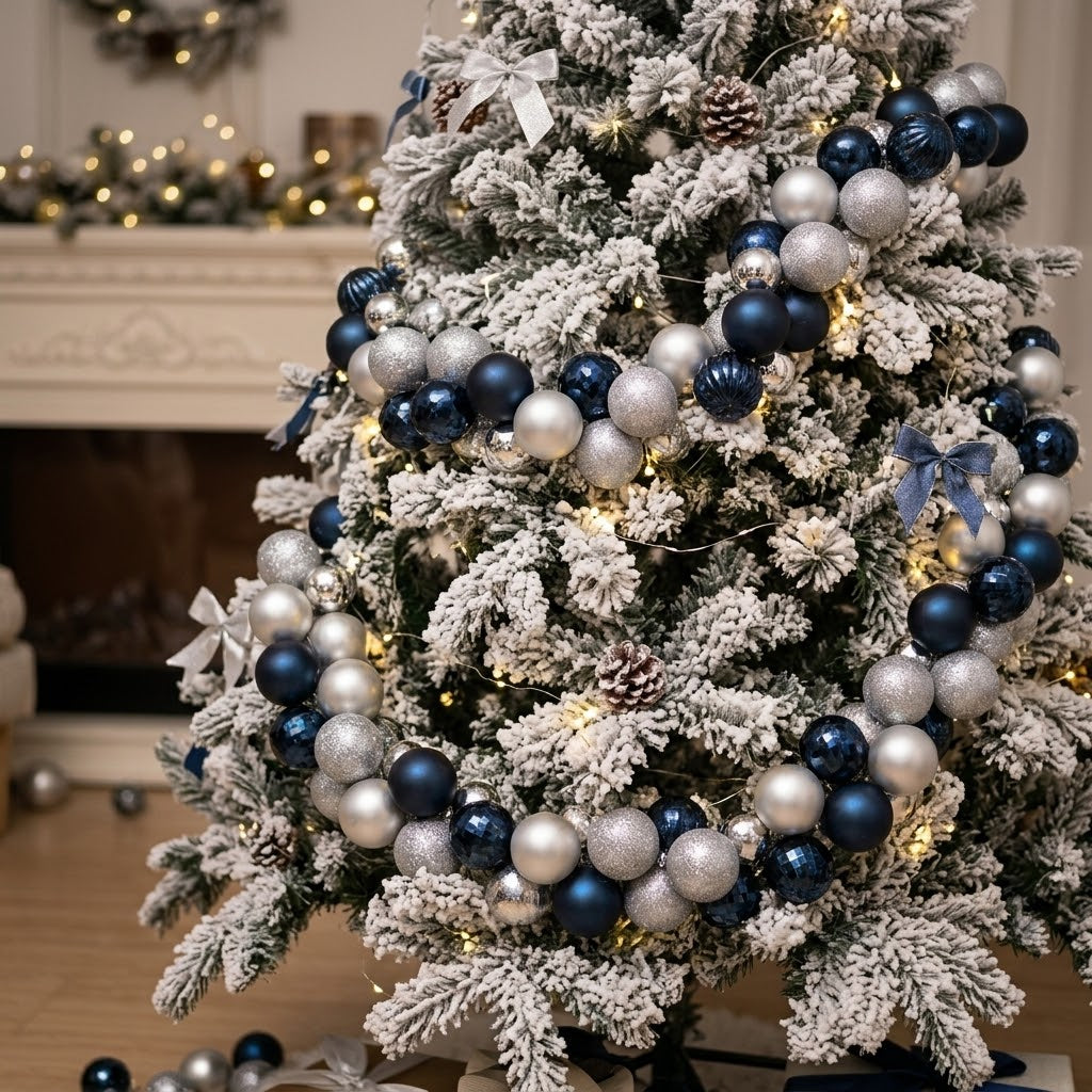 1.8m Blue and Silver Christmas Tree Decor Ball String Garland