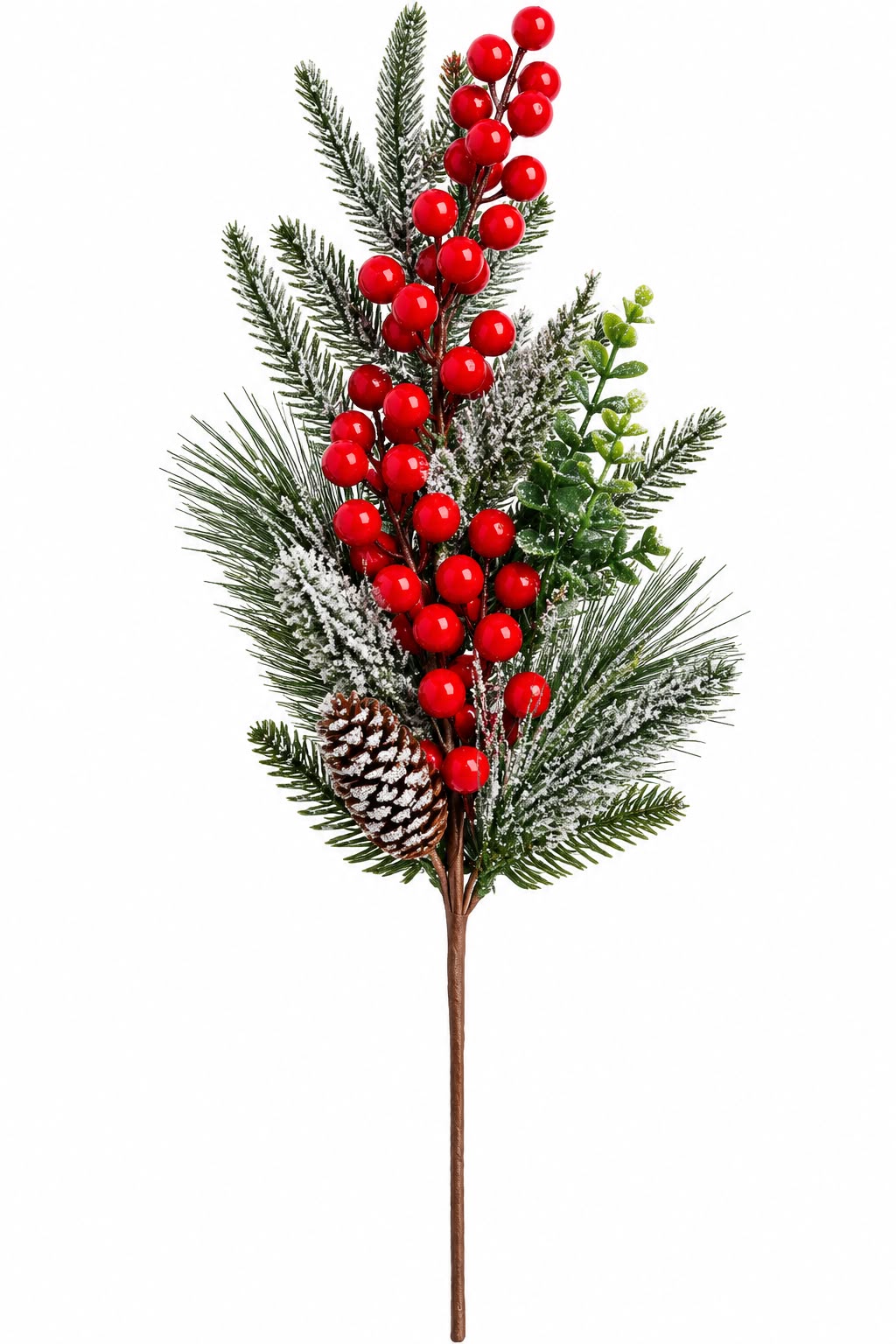 5Pcs 35cm Frosted Christmas Berries Decor Stems