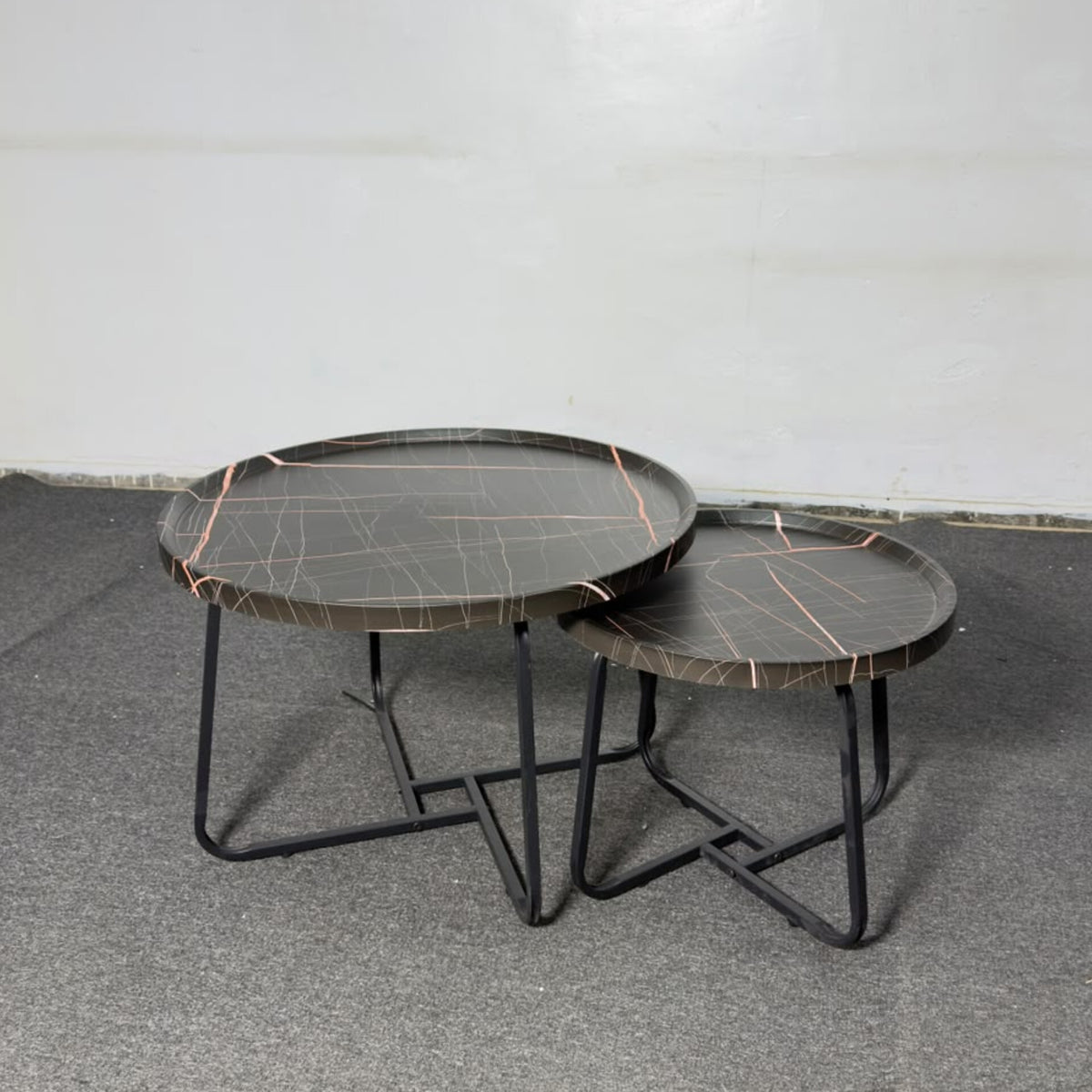Set of 2 Black Round Nesting Coffee Table