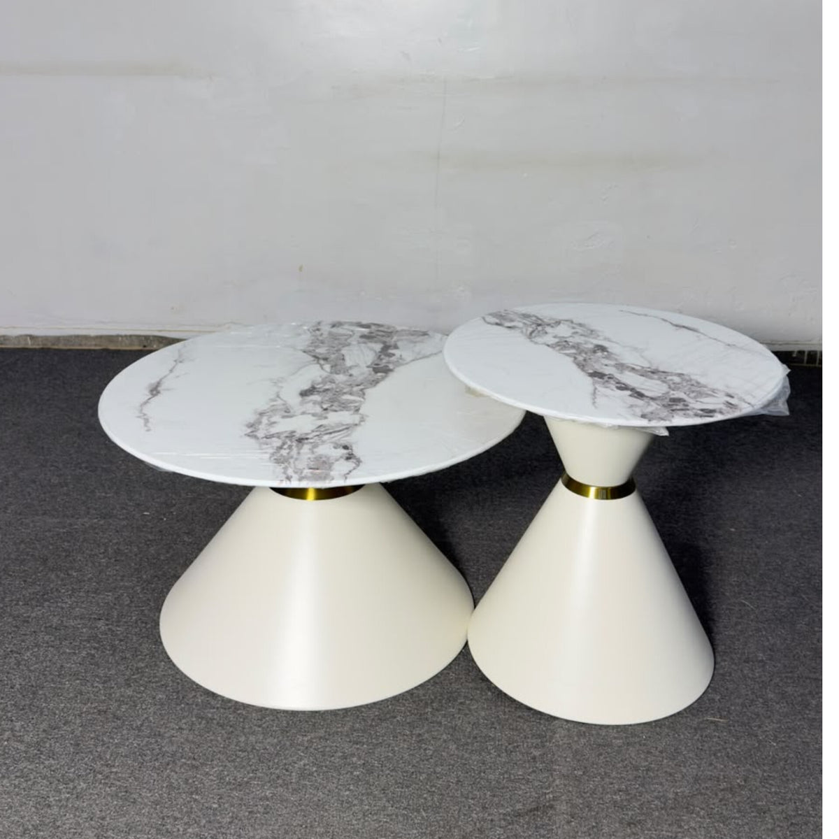 2 in 1 White Marble and Gold Nesting Coffee Table