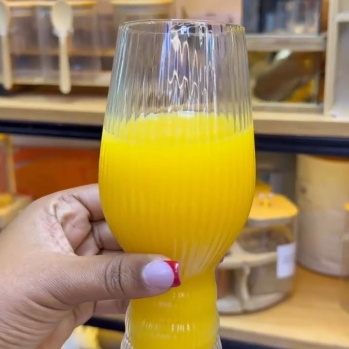 6Pcs Stackable Ribbed Tulip Glasses With Ridged Base
