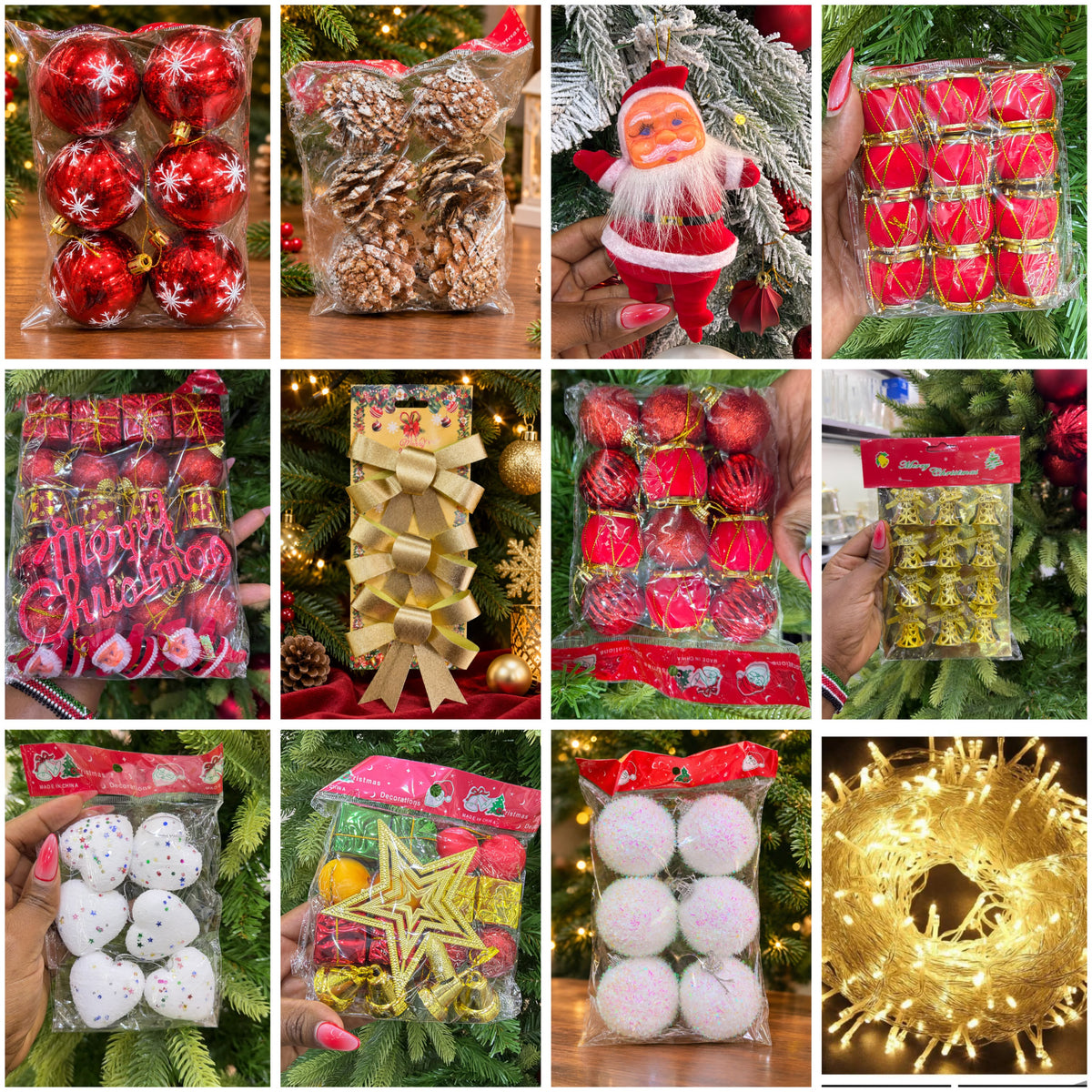 Complete Christmas Tree Decoration Package with String Lights