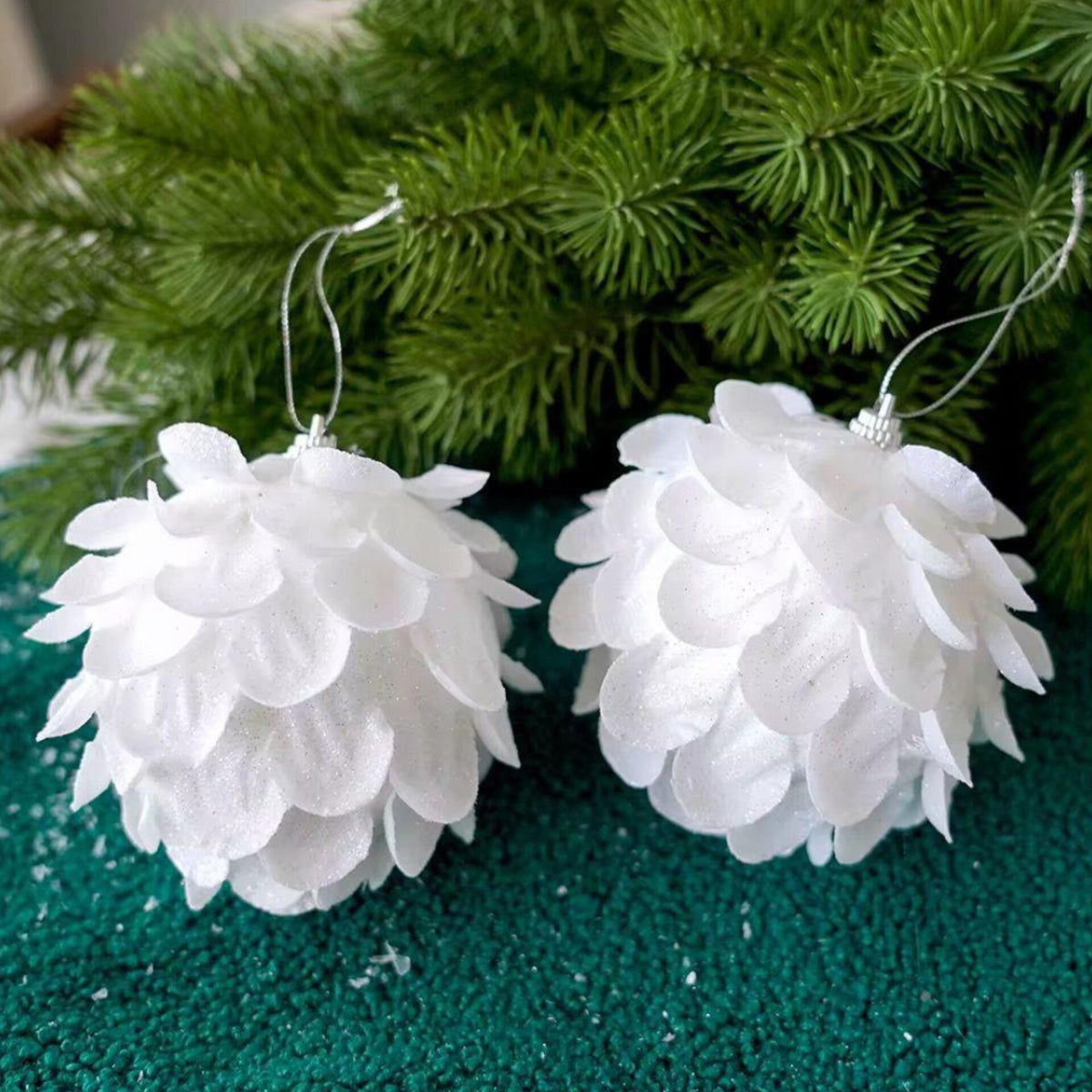 4Pcs White Foam Christmas Ornaments |10 cm|