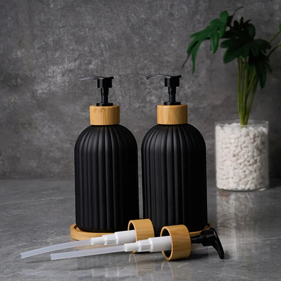 Luxury Textured Black Glass Lotion, Soap, and Gel Dispenser