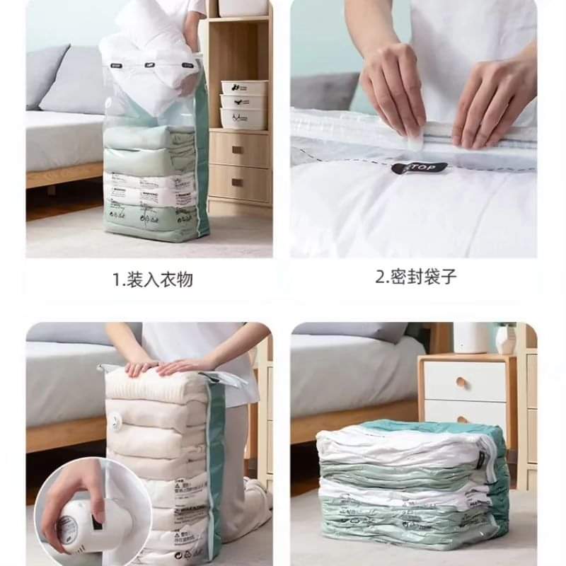 10 Pc Set Duvet Clothes Compression Bags with Electric Pump