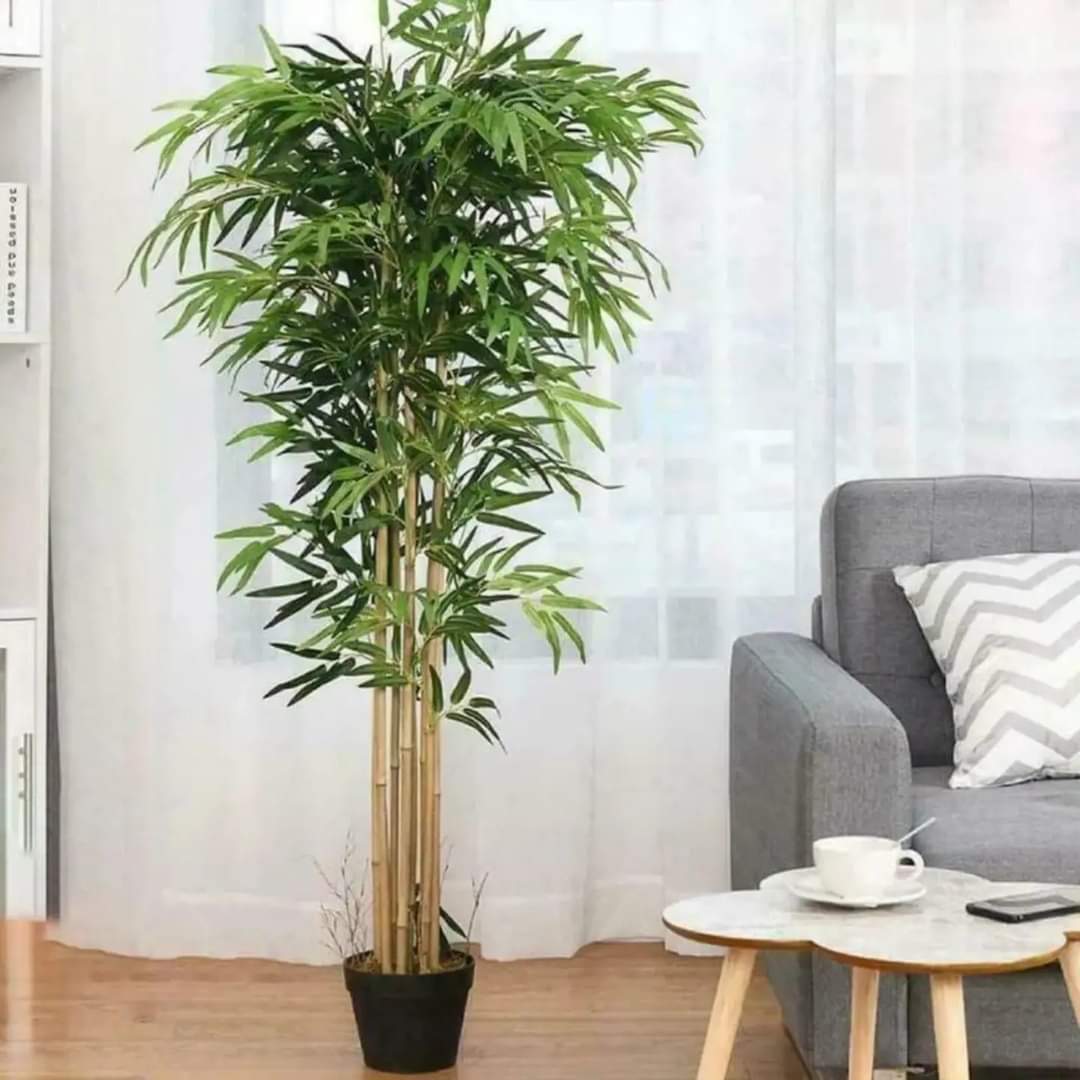 An 180cm tall artificial bamboo plant with dense green real touch leaves