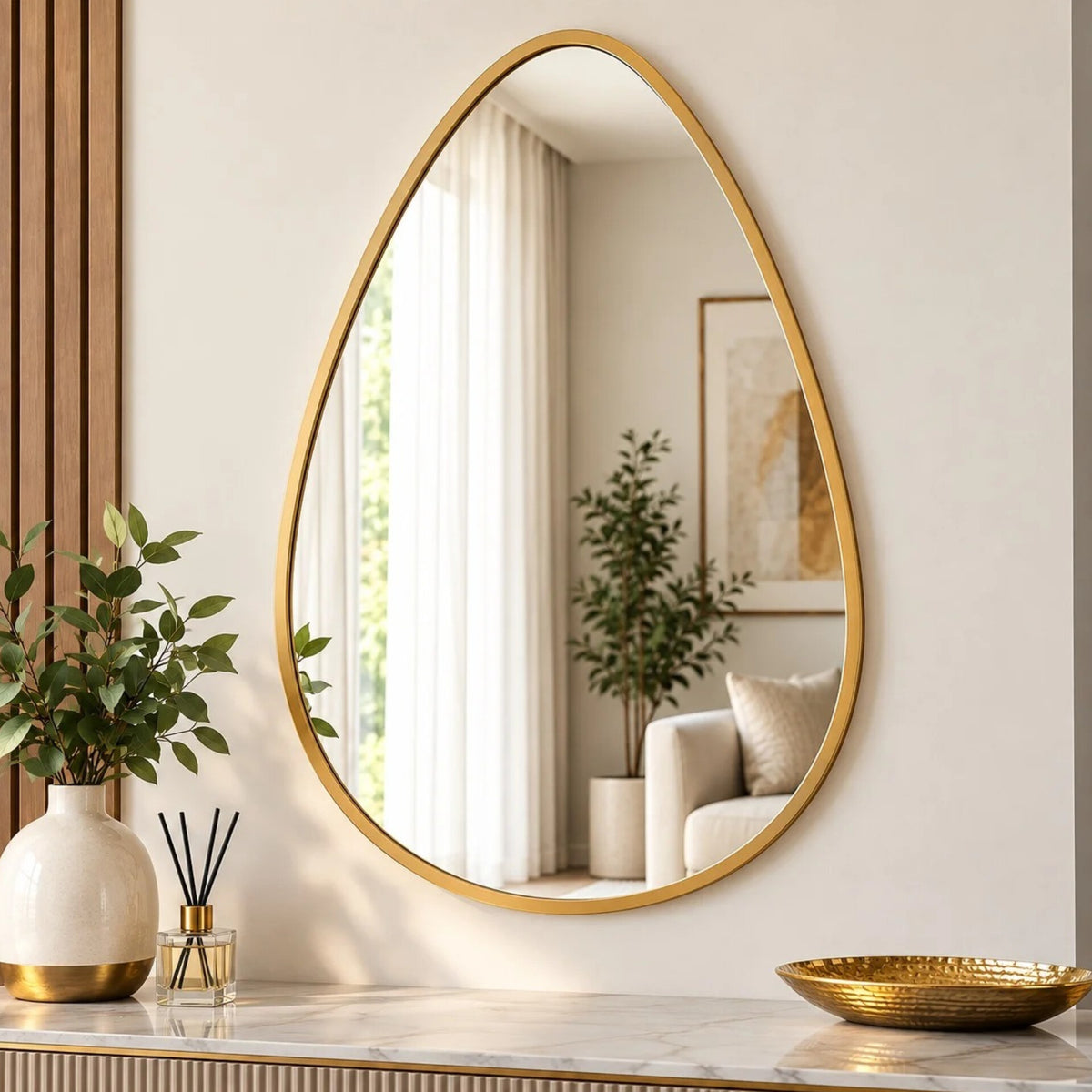 Gold Teardrop Wall Mirror