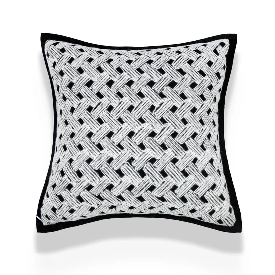 Velvet Line Print Plaid Jacquard Cushion Cover