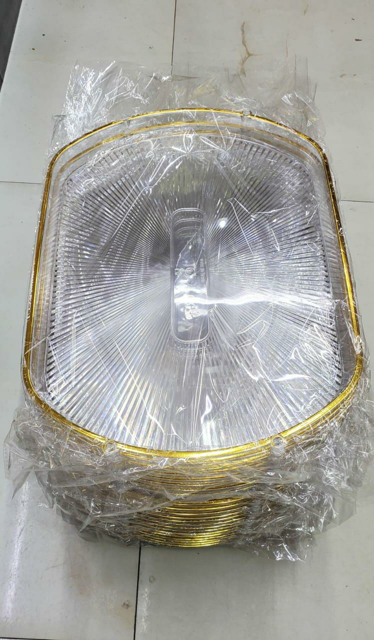 Striped Tray with Gold Rim