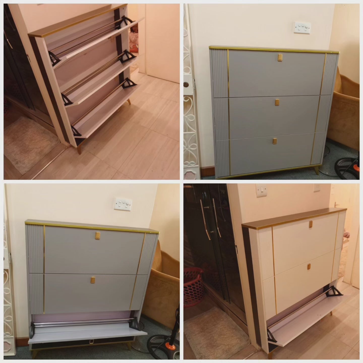 Double layer bucket flip shoe rack