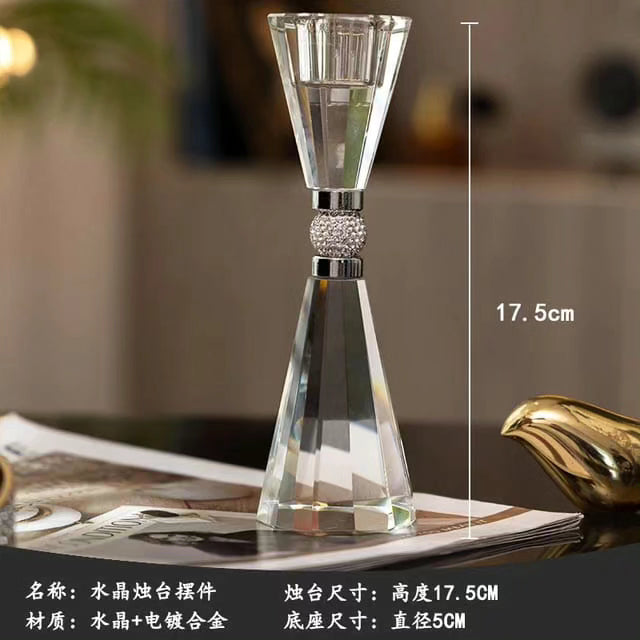 Silver Crystal Candle Holder
