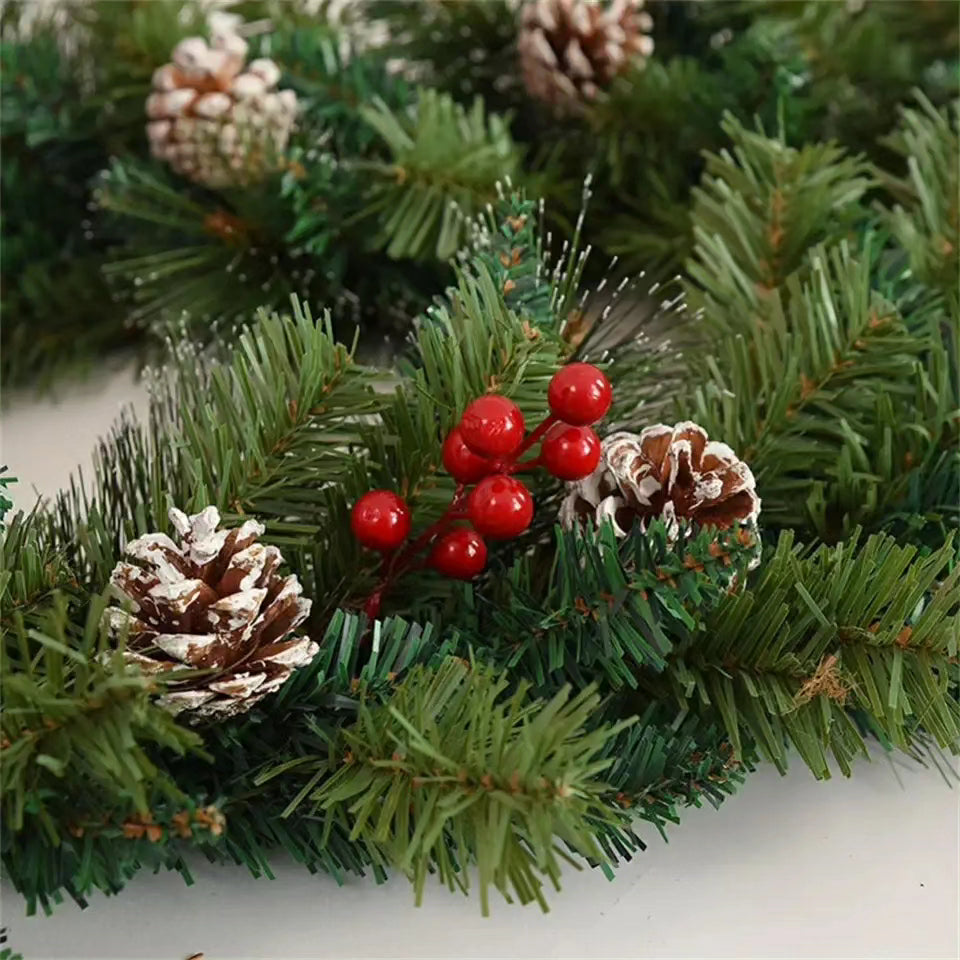 2.7M Green Decorative Pine Cones Berries Christmas Garland