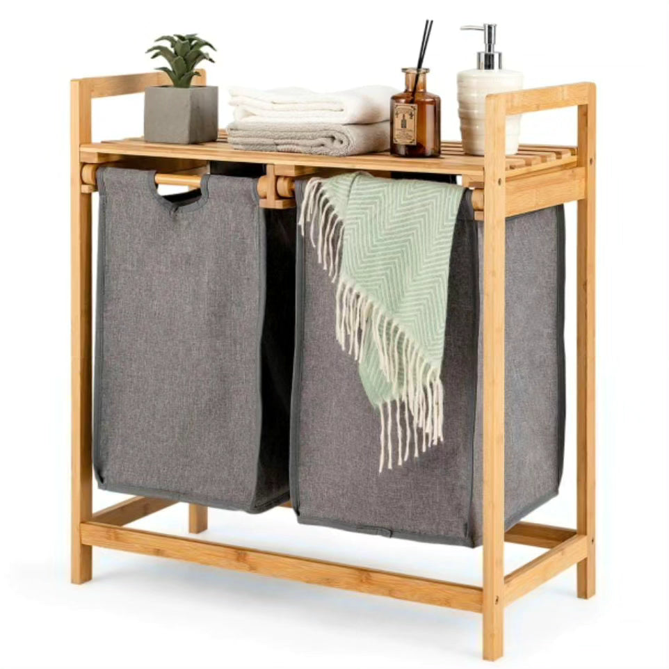 Bamboo Laundry Hamper with Detachable Laundry Rack