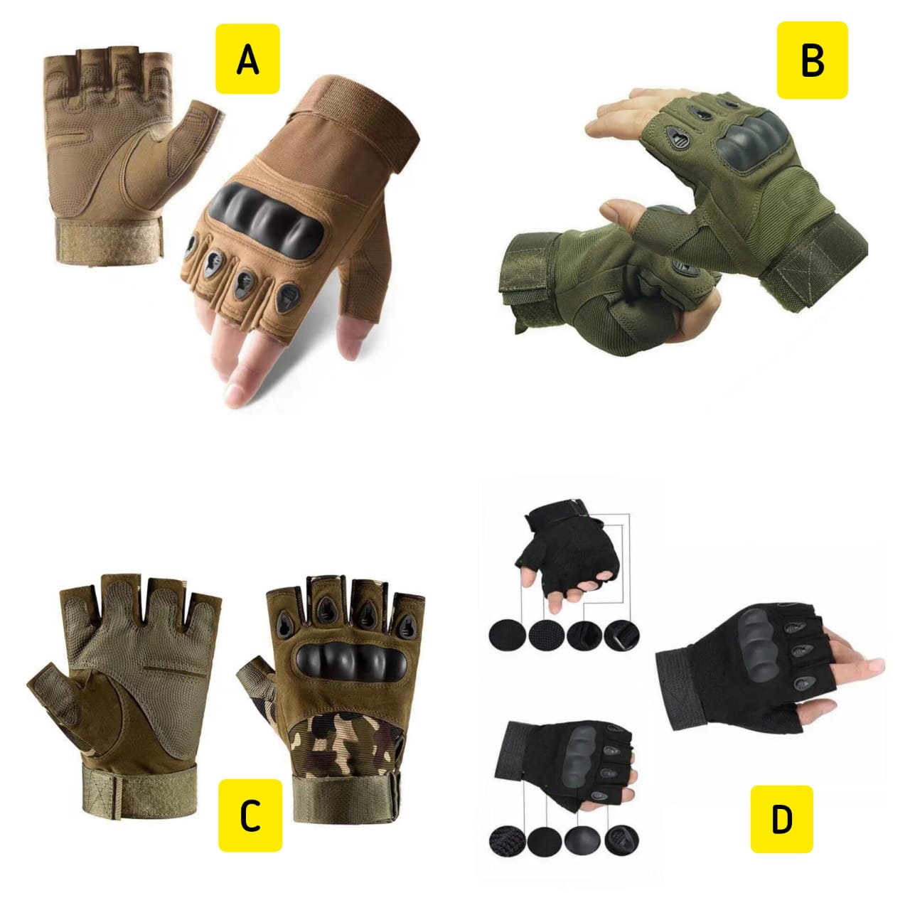 Half-Finger Tactical Hard Knuckle Gym Gloves for Training and Protection (Pair)