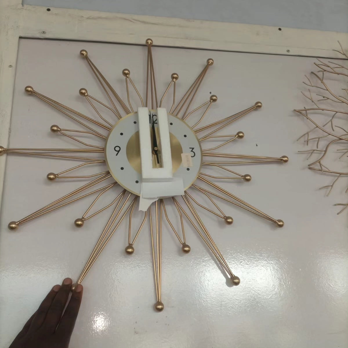 Golden Sunburst Metallic Wall Art Clock