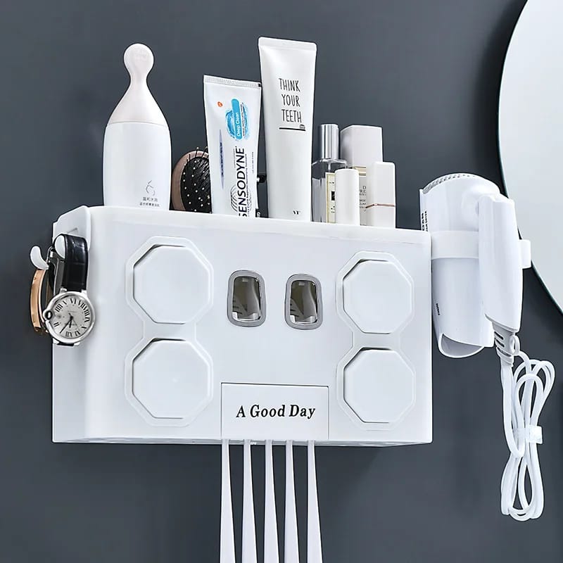 Automatic toothpaste dispenser toothbrush holder