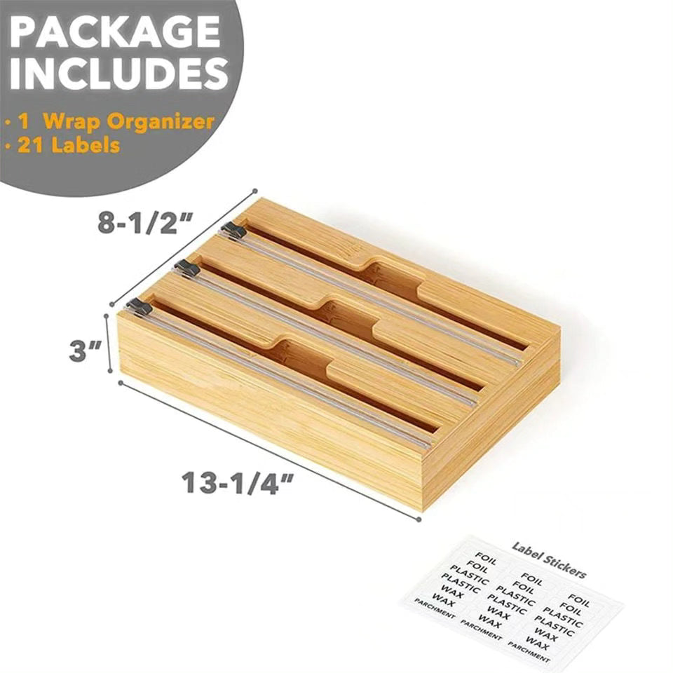 3 Layers Bamboo Aluminum Foil Wrap Dispenser