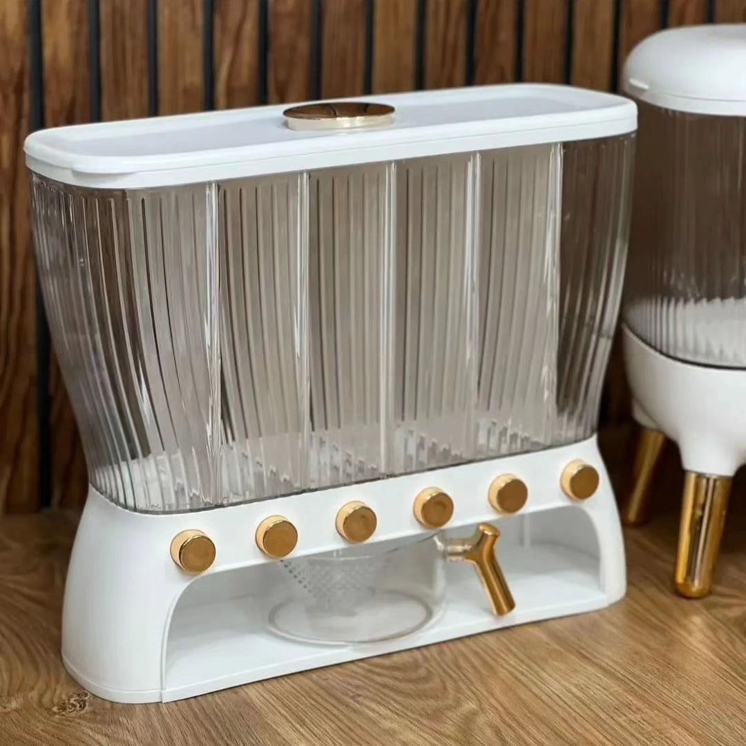 Acrylic partitioned rice cereal dispenser