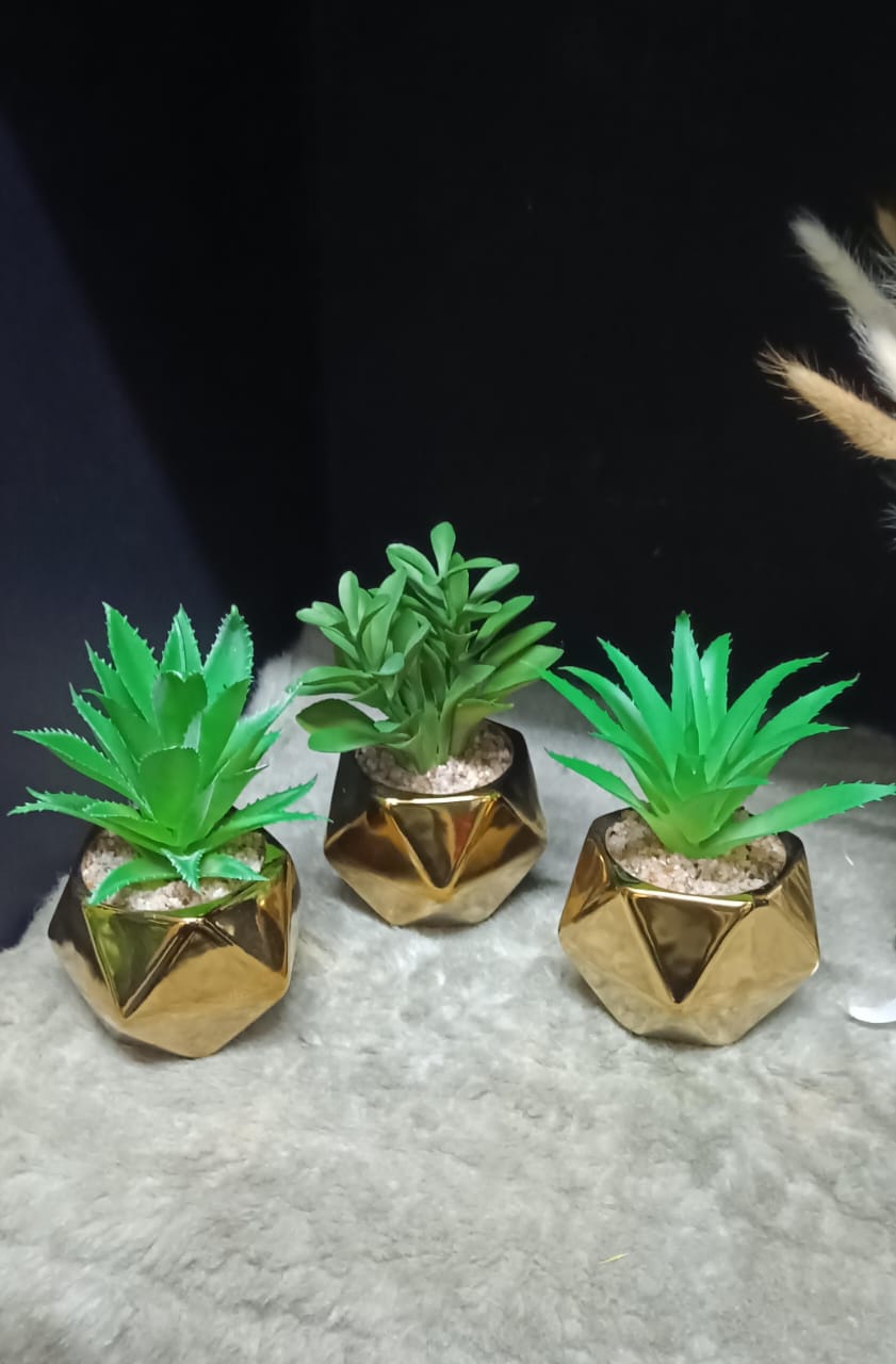 Artificial Plant and Ceramic Vase Set