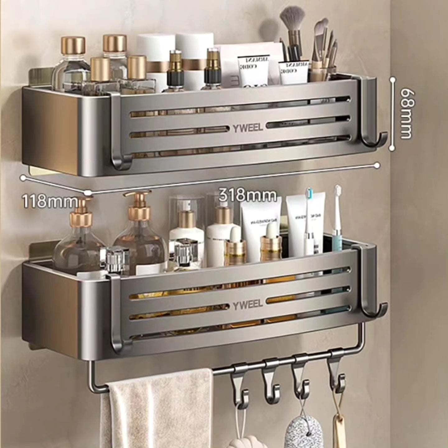 Set of 2 aluminum bathroom organizer – GEM HOME