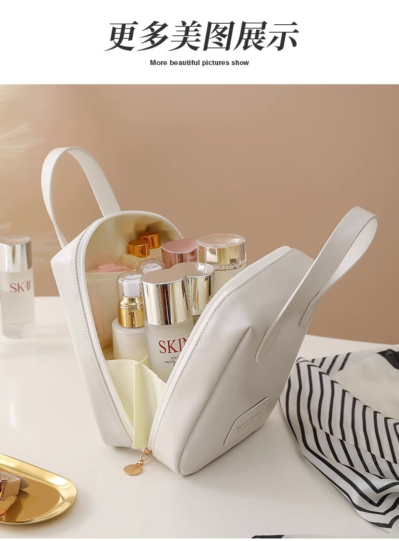 Large Capacity PU Leather Portable Travel Cosmetic and Wash Bag