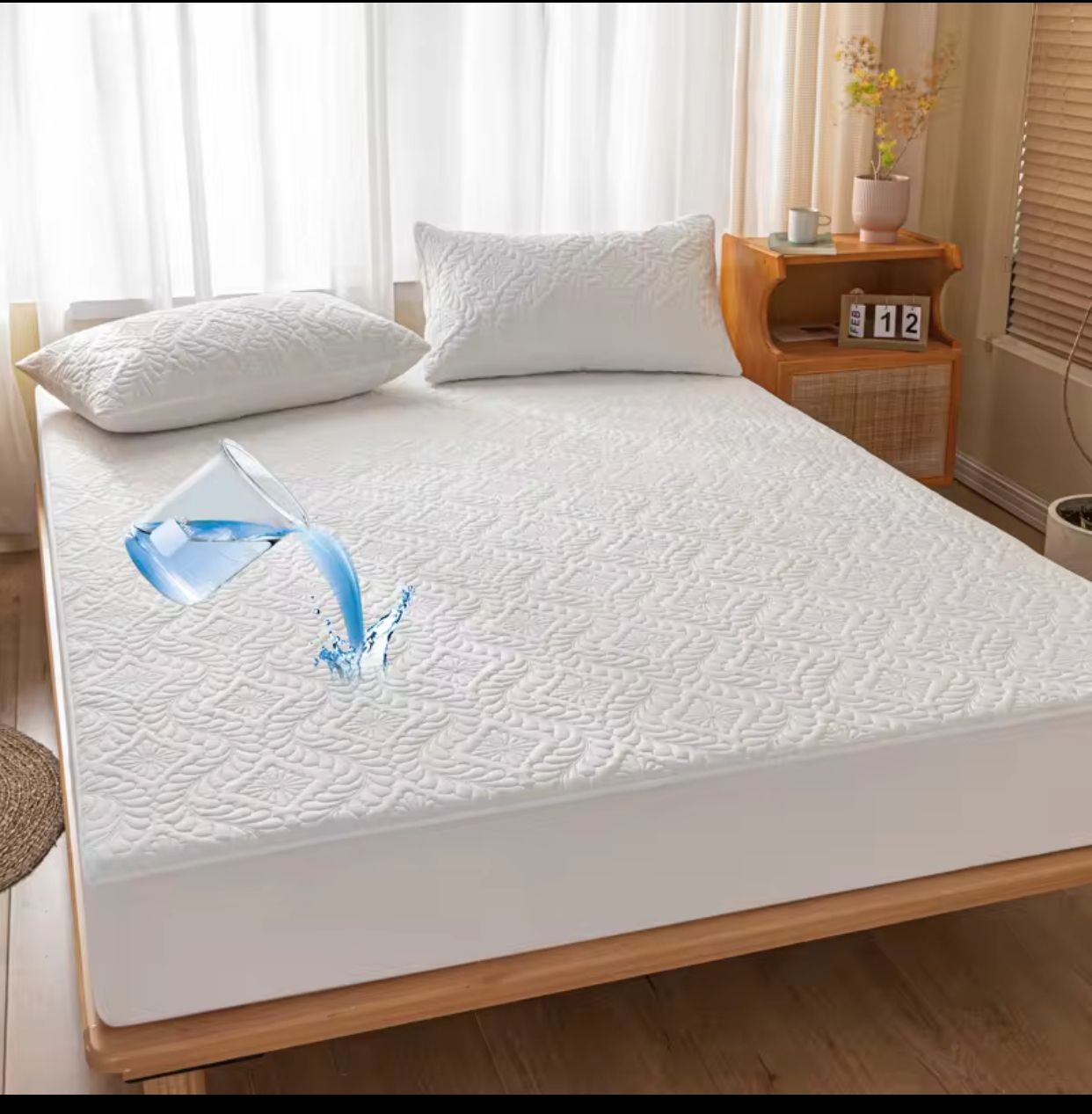 7 by 8 Waterproof Quilted Mattress Protector gha