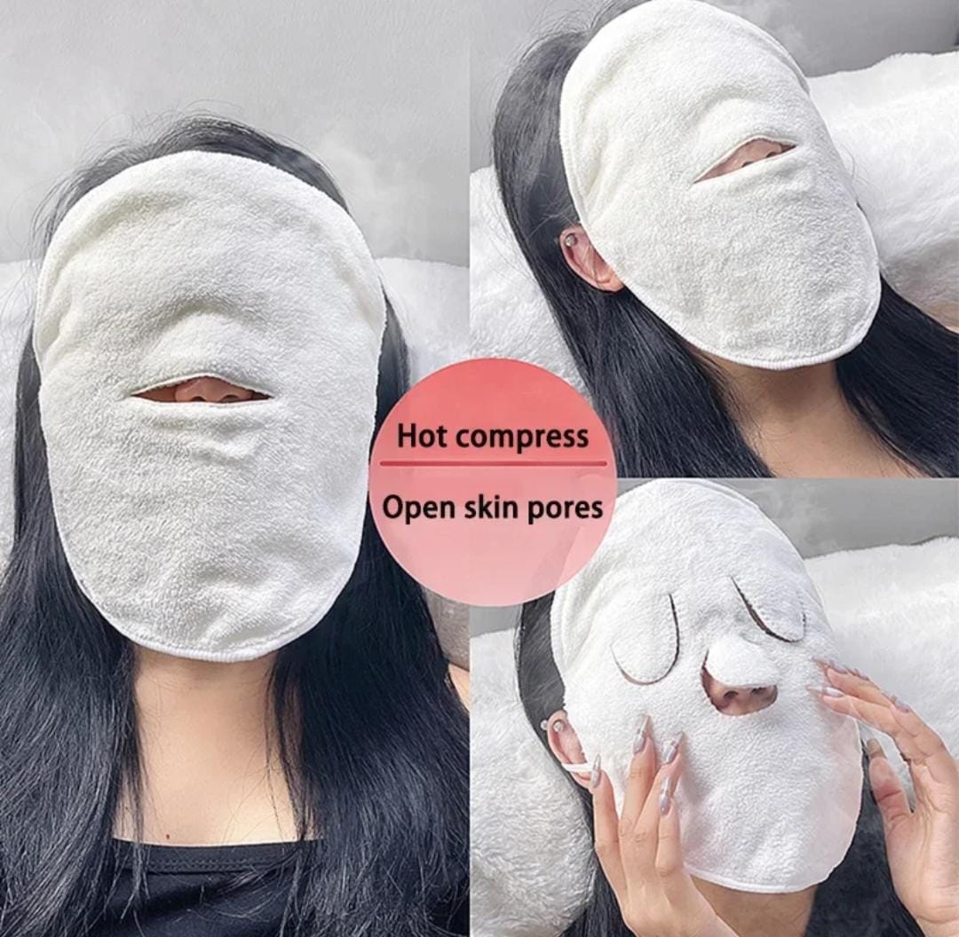 2-Piece Reusable Cotton Hot Compress Face Towel for Steaming and Facial Care