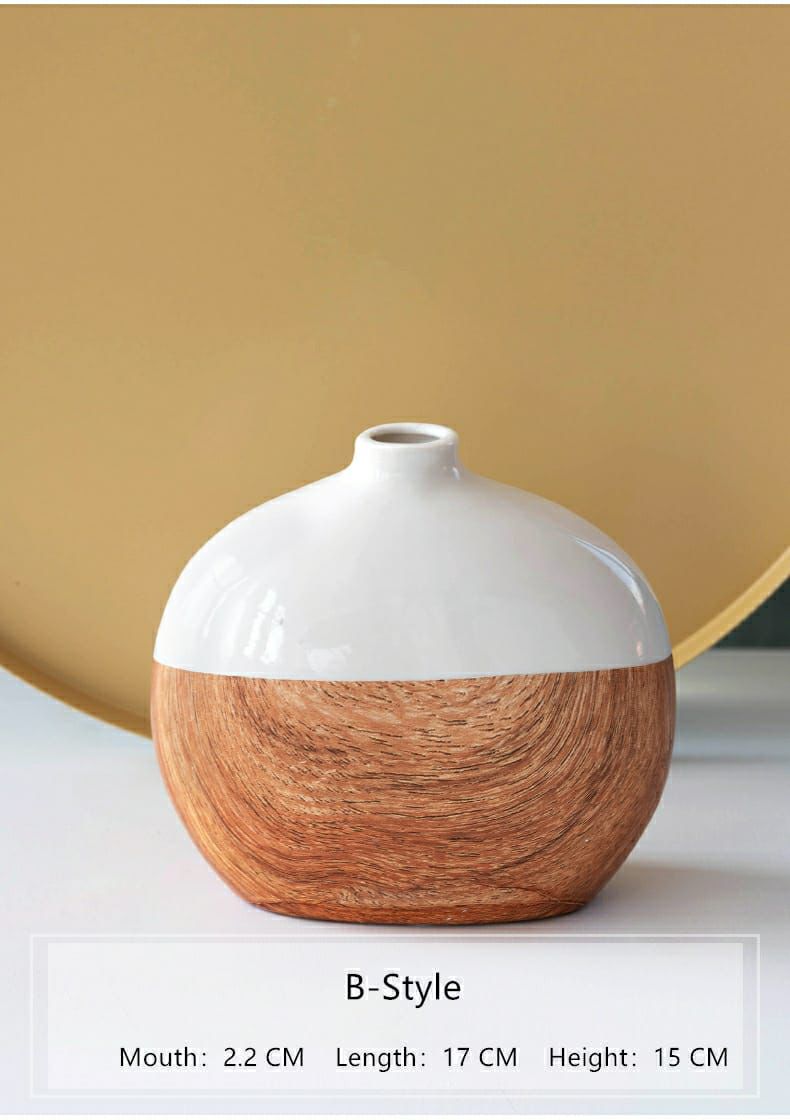 Wood Grain Ceramic Flower Vase