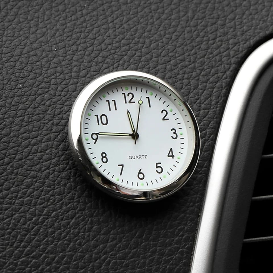 Mini Universal Quartz Stick-On Car Dashboard Clock