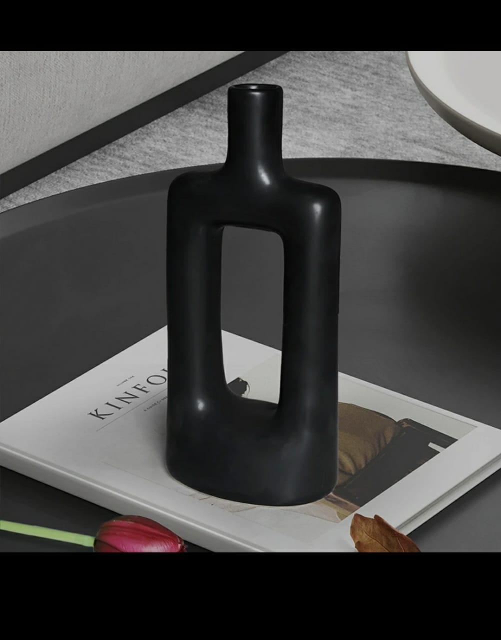 Sculptural Geometric Hollow Ceramic Vase