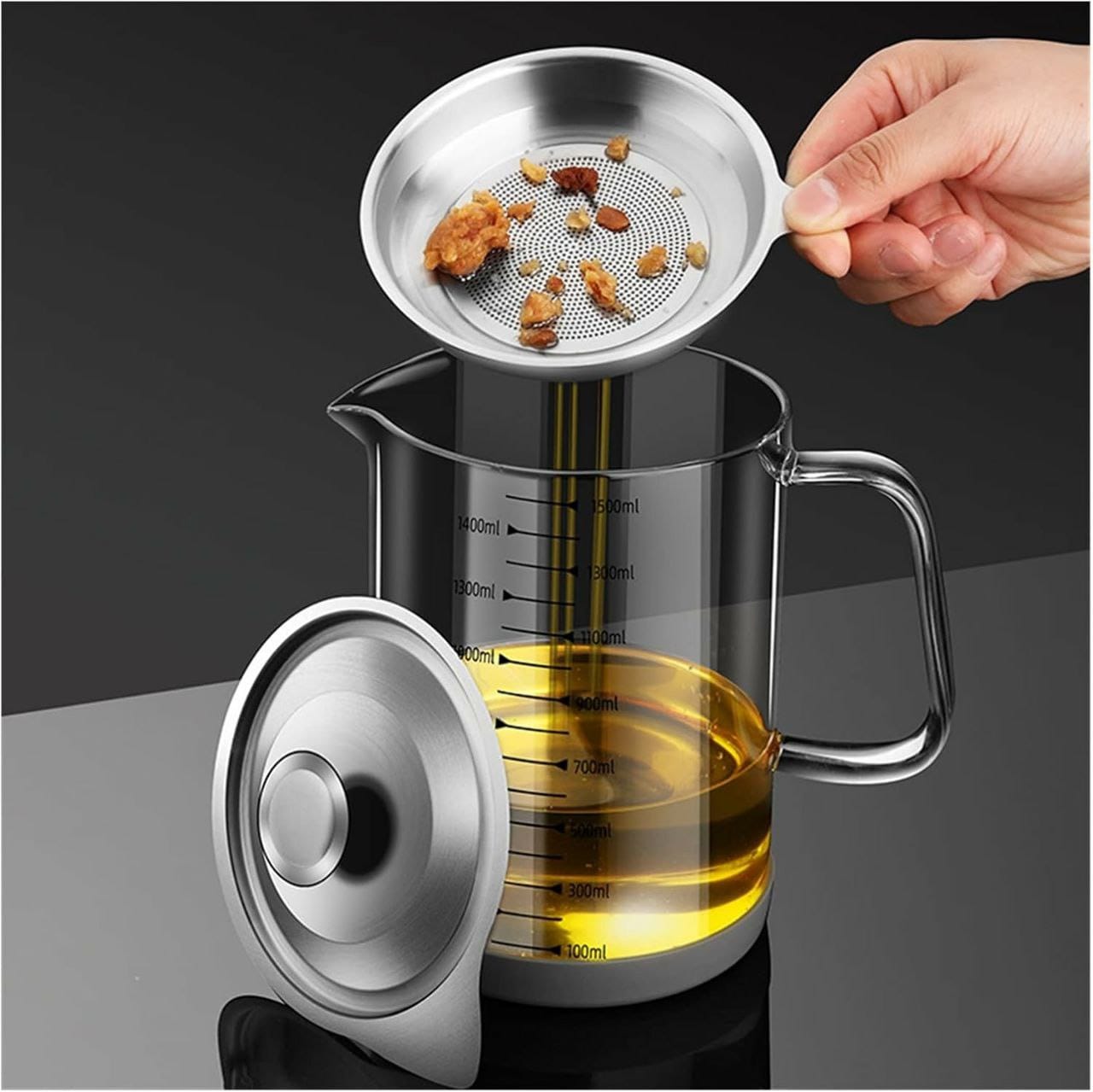 Borosilicate glass oil jar / filter