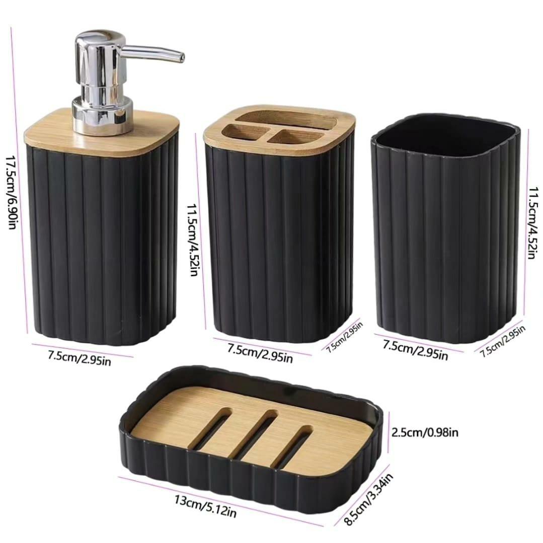6pcs Eco-Friendly Plastic Bamboo bathroom Accessories set