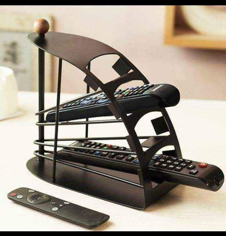 Modern Black Metal Remote Control Organizer and Storage Caddy