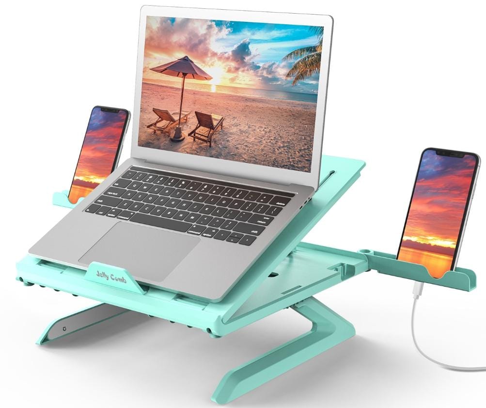 Multi-Functional Adjustable Laptop Desk Stand with Phone Holders and Ergonomic Design