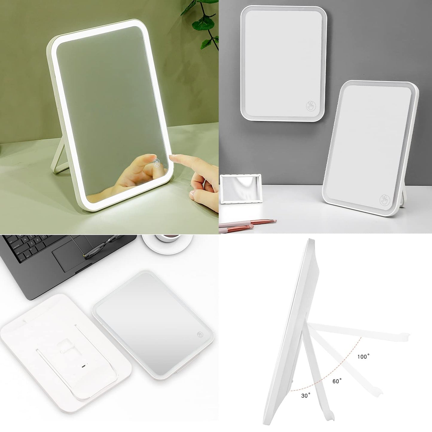 Rechargeable LED Travel Makeup Mirror with Three Color Dimming