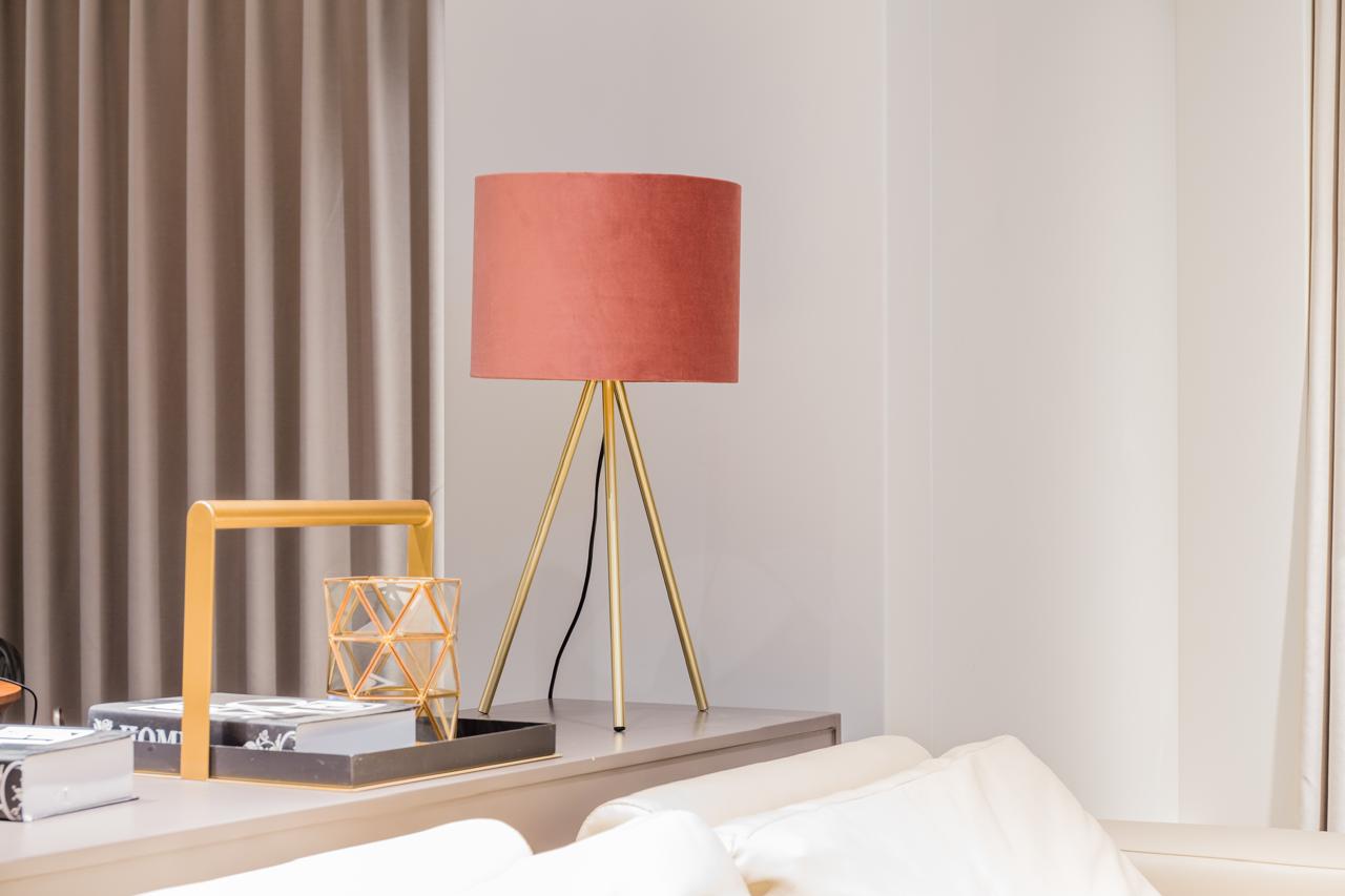 Blue Velvet Gold Tripod Bedside Lamp