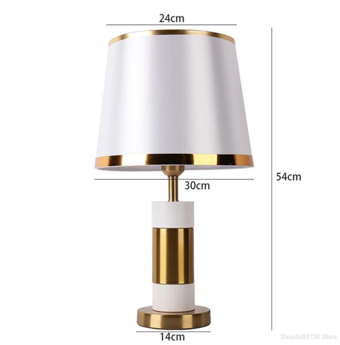 Cylindrical Marble and Brass Table Lamp