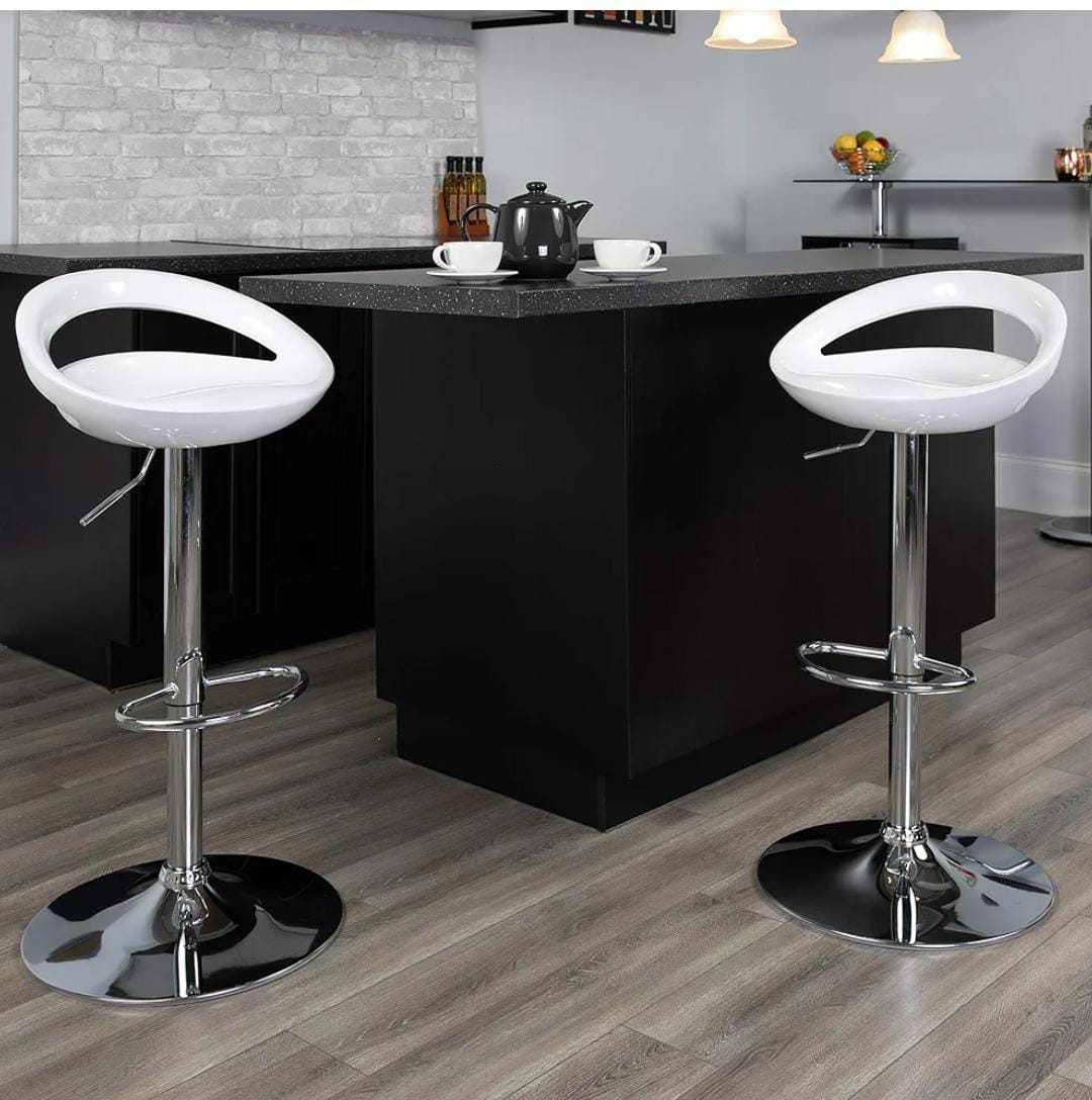 White Adjustable Height Barstool
