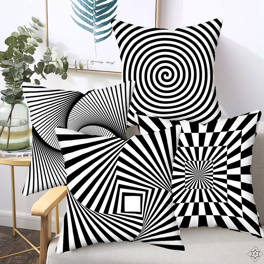 2pc Geometric Contrast Cushion Covers
