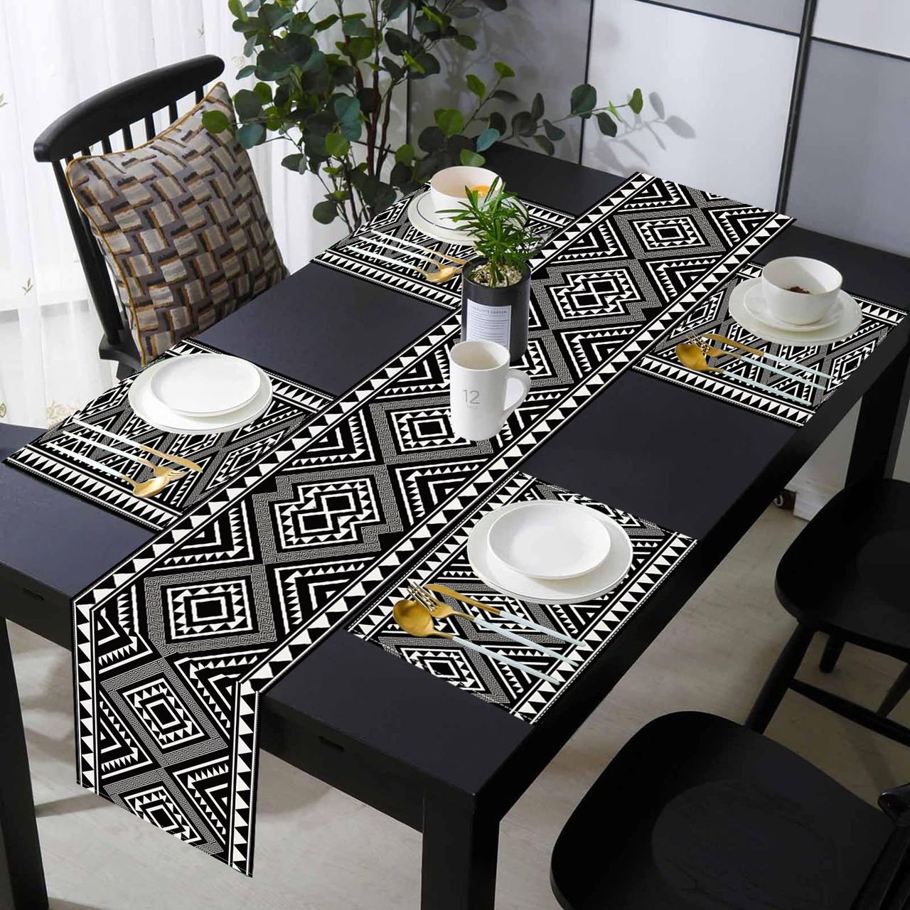Bohemian Table Runner and Placemats Set