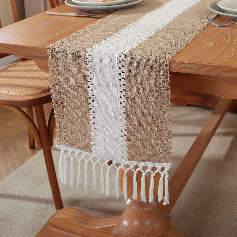 Bohemian Tassels Table Runner with Table Cloth