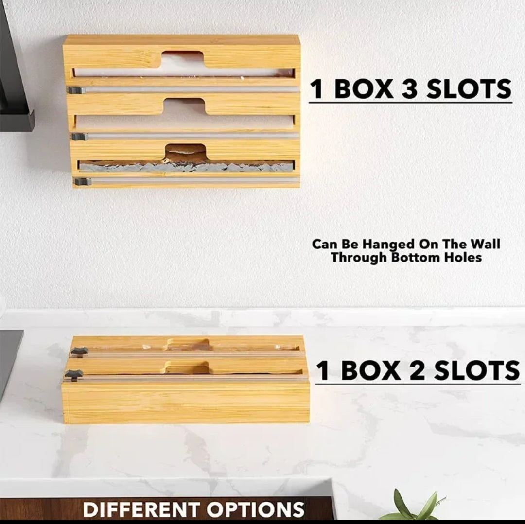 Eco friendly Bamboo Kitchen Foil Wrap Dispenser