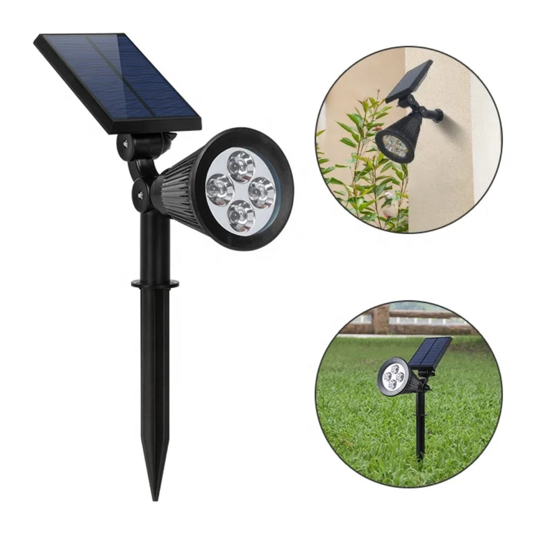 Black outdoor solar LED light shown
