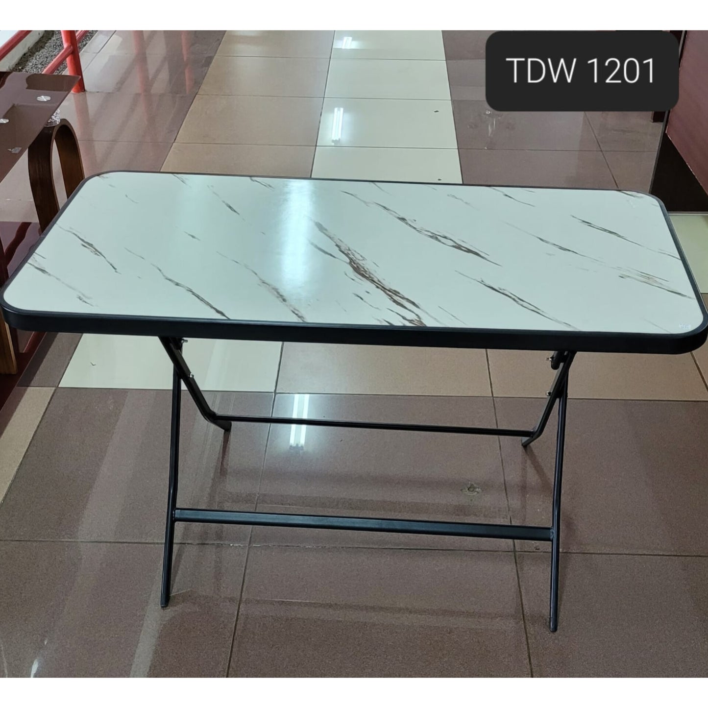 Wooden Table with Marble Effect Top