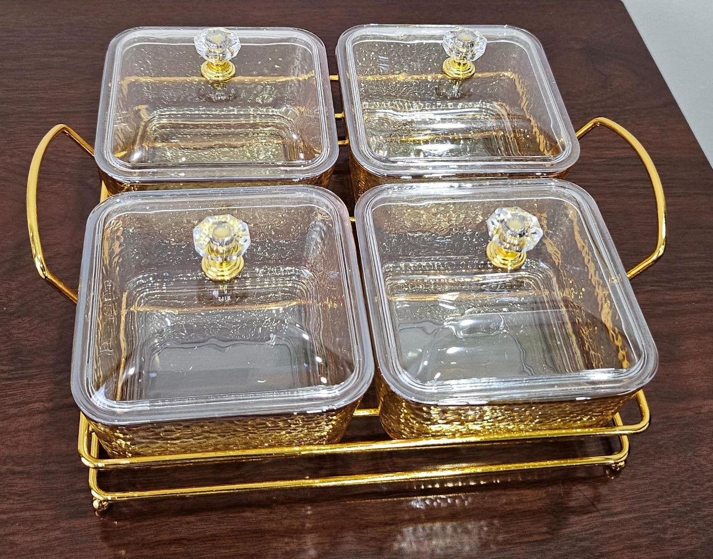 4slot square glass dish set