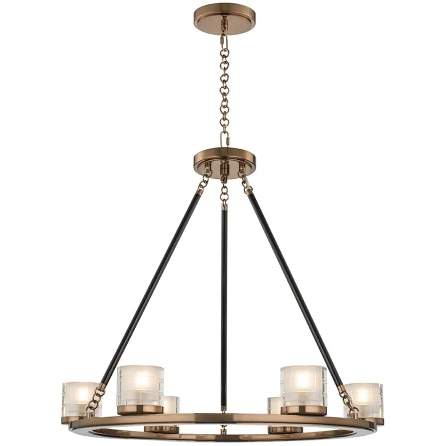 Round 24 inch Library Brass Chandelier Ceiling Light