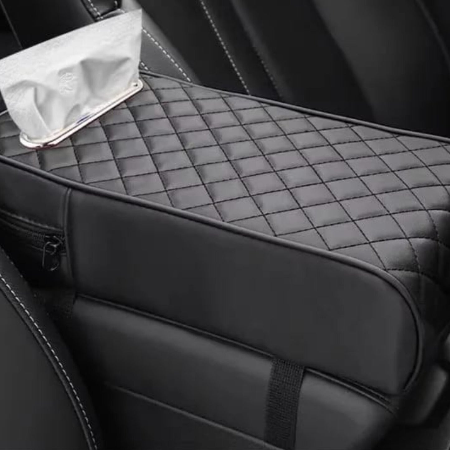 Car armrest with tissue storage