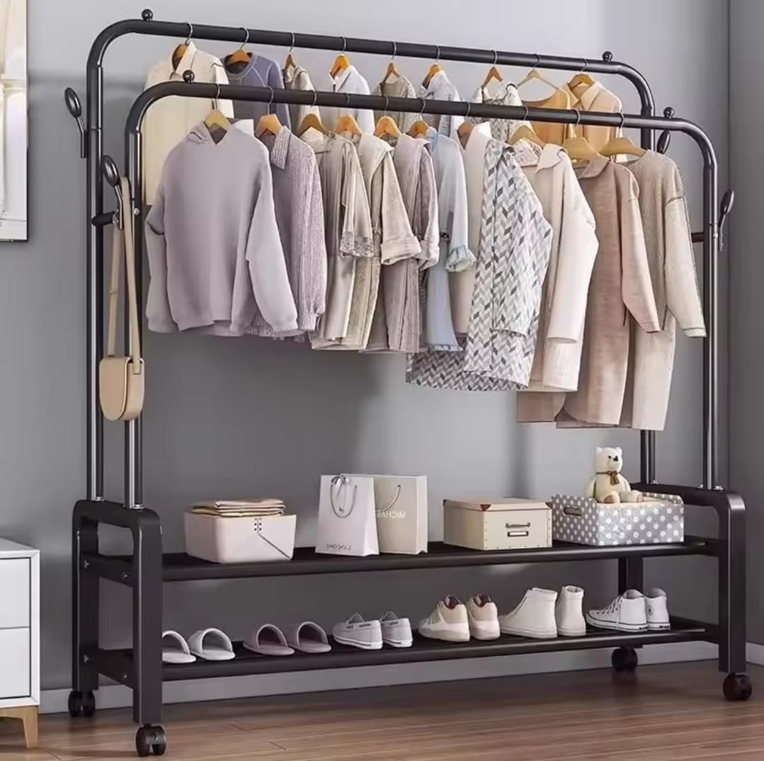 Double pole clothing rack