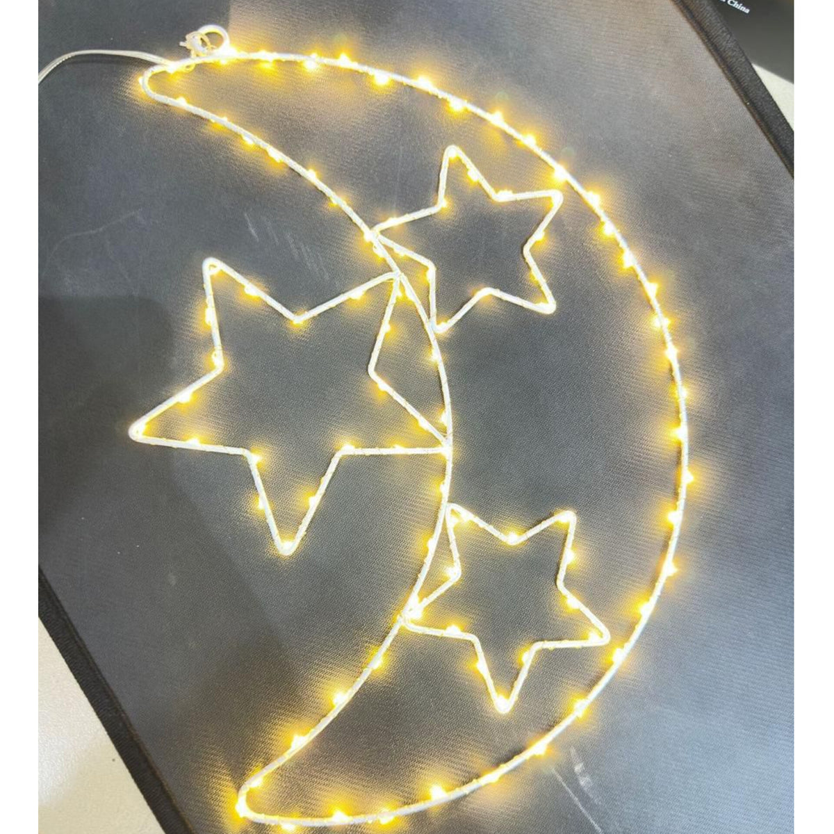 42cm Christmas Crescent Moon With 3 Stars Fairy Light