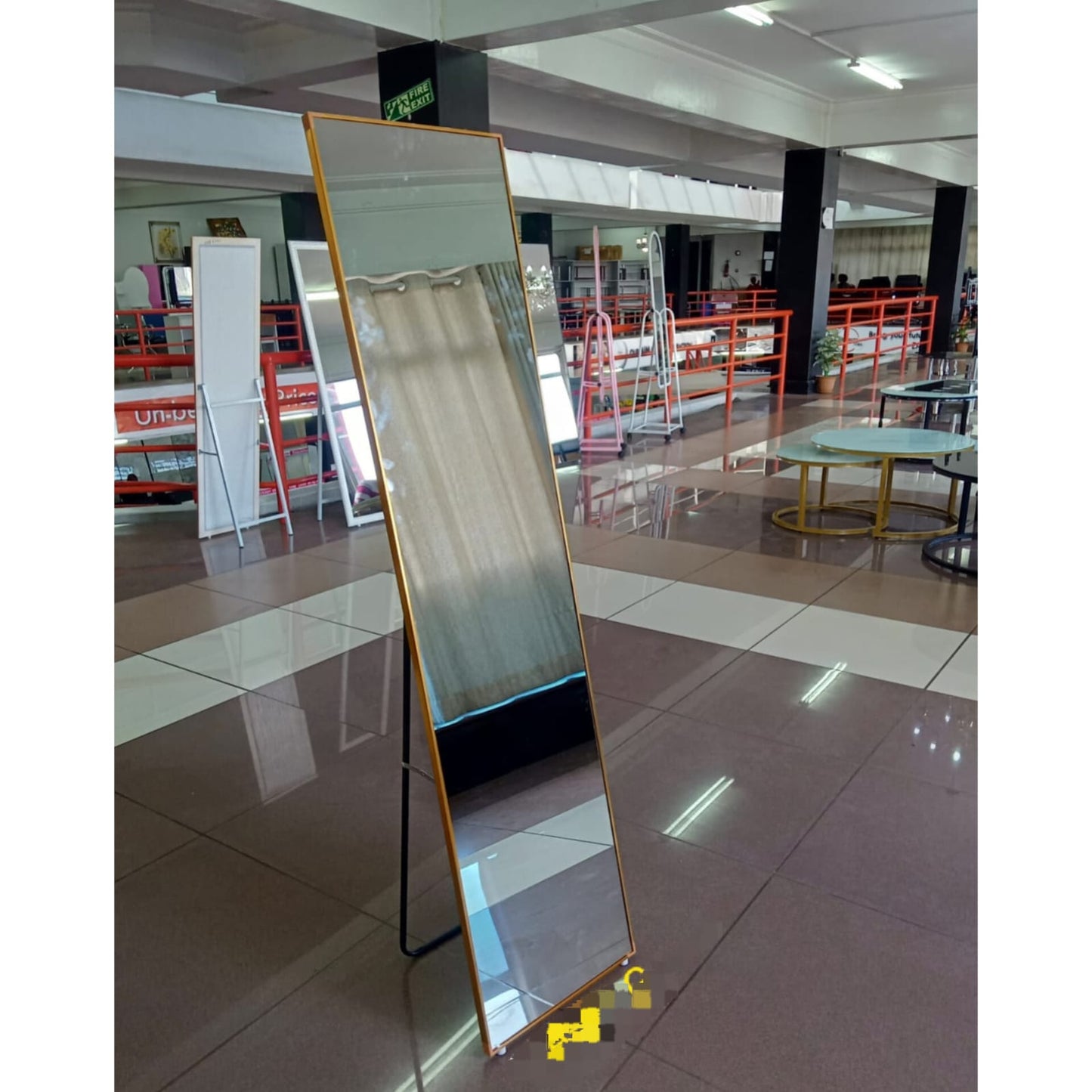 Modern Gold Framed Full Body Length Freestanding Mirror with Stand